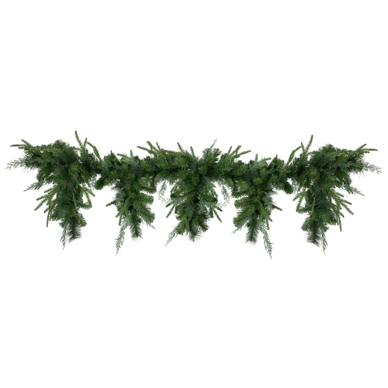 6' X 18" Mixed Pine Artificial Christmas Icicle Garland, Unlit