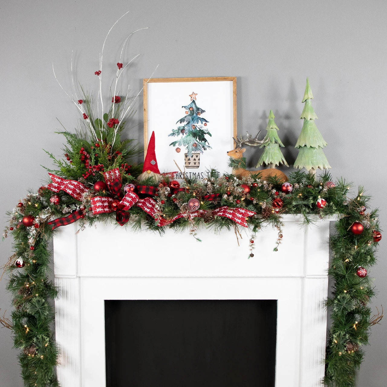 9' X 12" Pre-Lit Country Mixed Pine Artificial Christmas Garland - Clear Dura-Lit Lights - Image 2