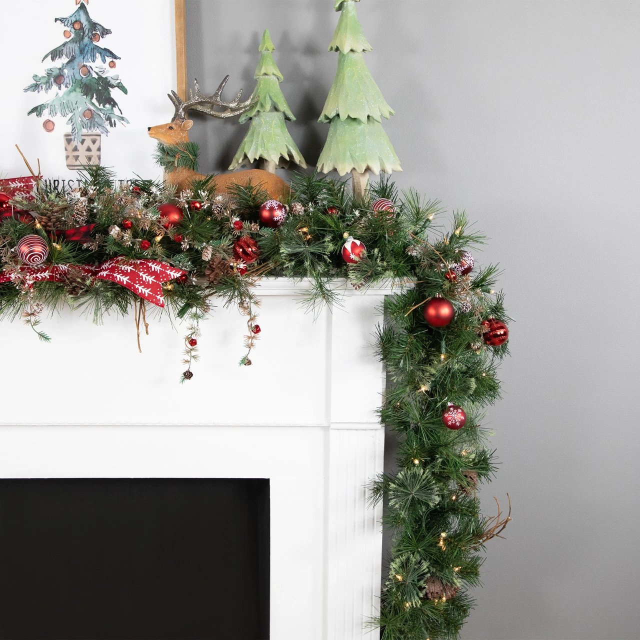9' X 12" Pre-Lit Country Mixed Pine Artificial Christmas Garland - Clear Dura-Lit Lights - Image 3