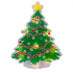 12.5" Lighted Holographic Christmas Tree Window Silhouette Decor