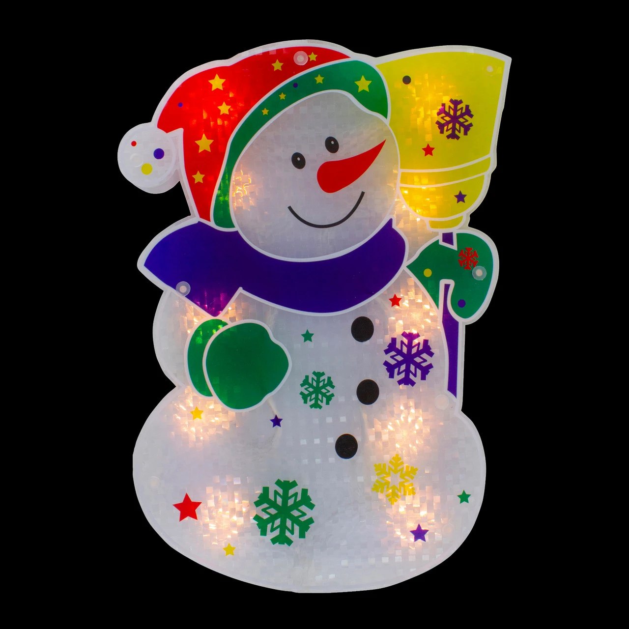 12.5" Lighted White Snowman Christmas Window Silhouette Decor - Image 2