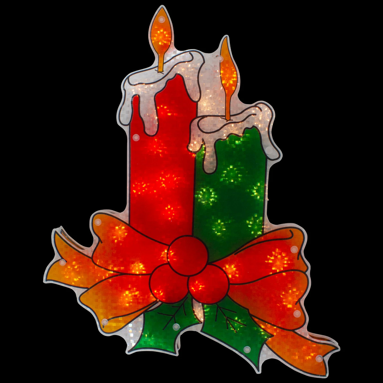 17" Lighted Holographic Candle Christmas Window Silhouette Decoration - Image 2