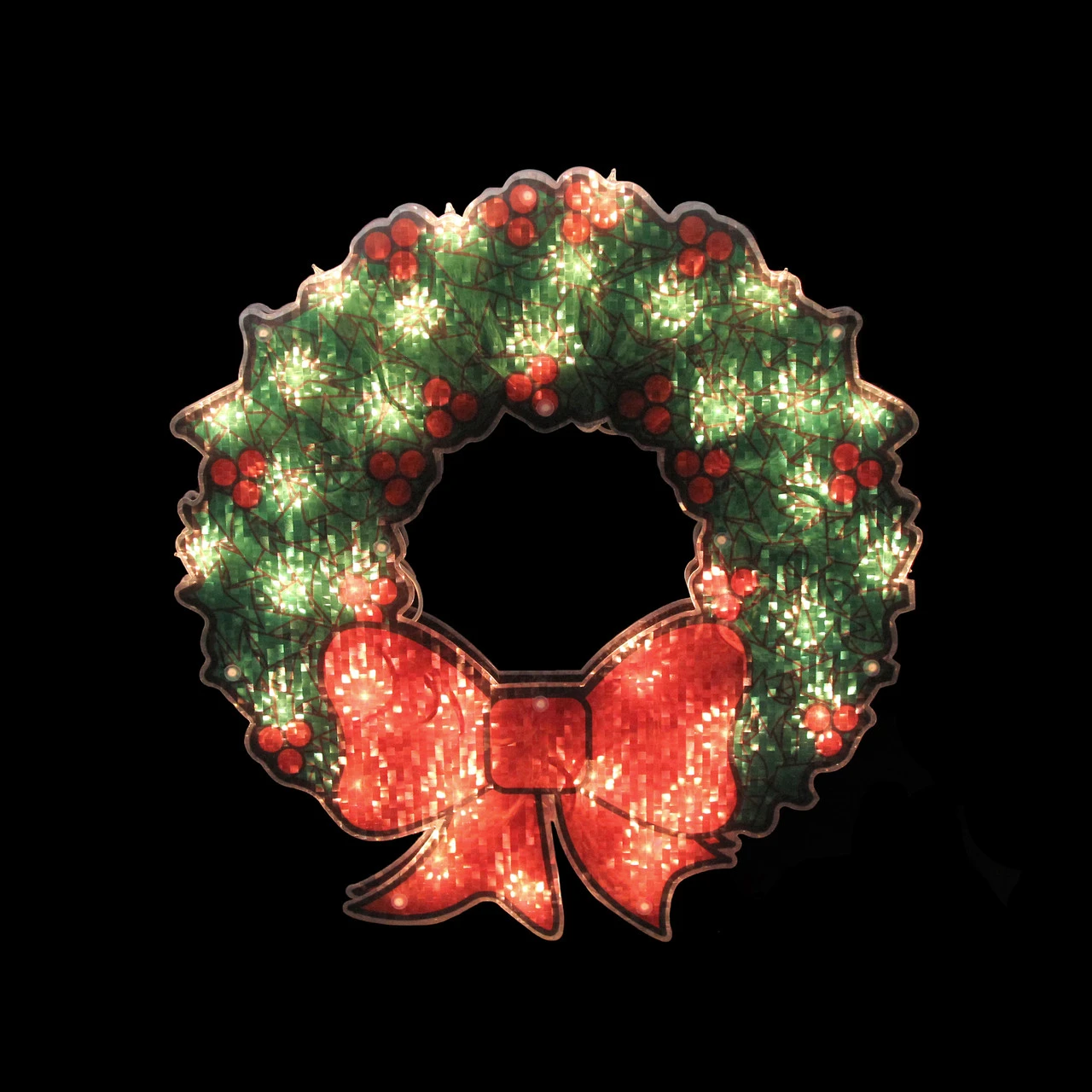 15" Lighted Holographic Christmas Wreath Window Silhouette Decoration - Image 2