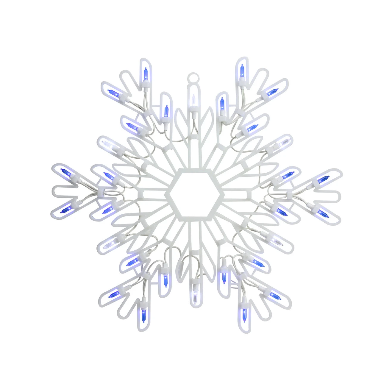 15" LED Lighted Pure White And Blue Snowflake Christmas Window Silhouette Decor - Image 2