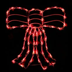 14" Lighted Red Bow Window Silhouette Christmas Decoration