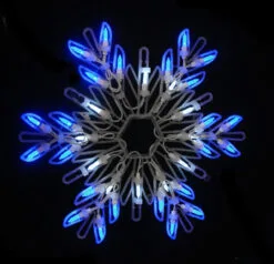 16" LED Lighted Pure White And Blue Snowflake Christmas Window Silhouette Decoration