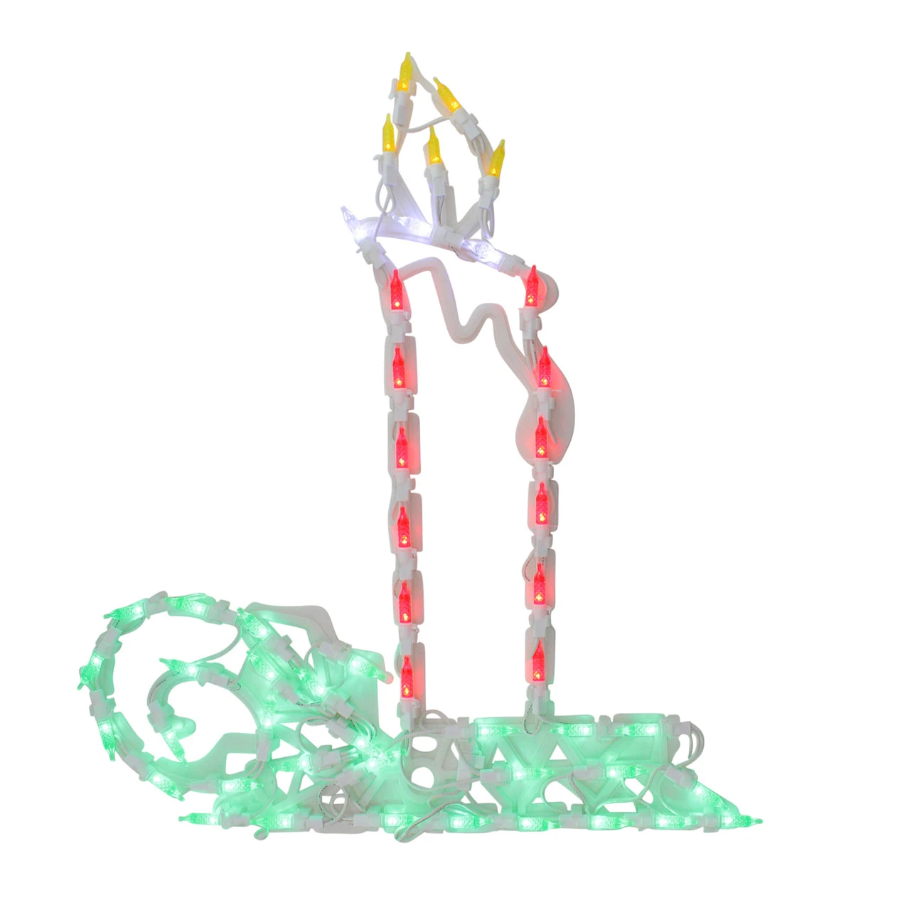 17.5" Red And Green LED Lighted Candle Christmas Window Silhouette Decor - Image 2