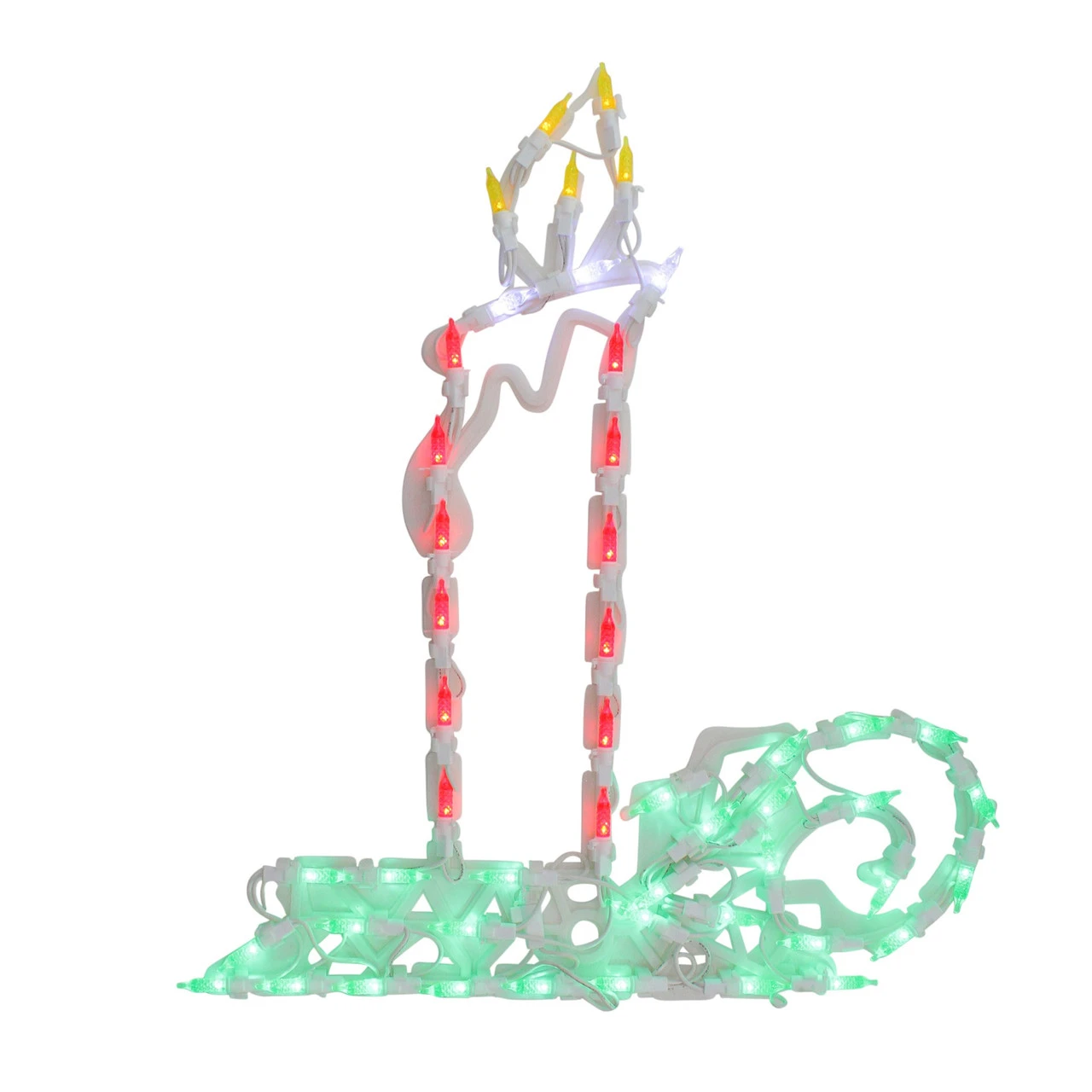 17.5" Red And Green LED Lighted Candle Christmas Window Silhouette Decor - Image 3