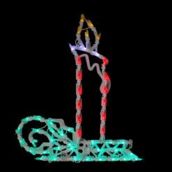 17.5" Red And Green LED Lighted Candle Christmas Window Silhouette Decor