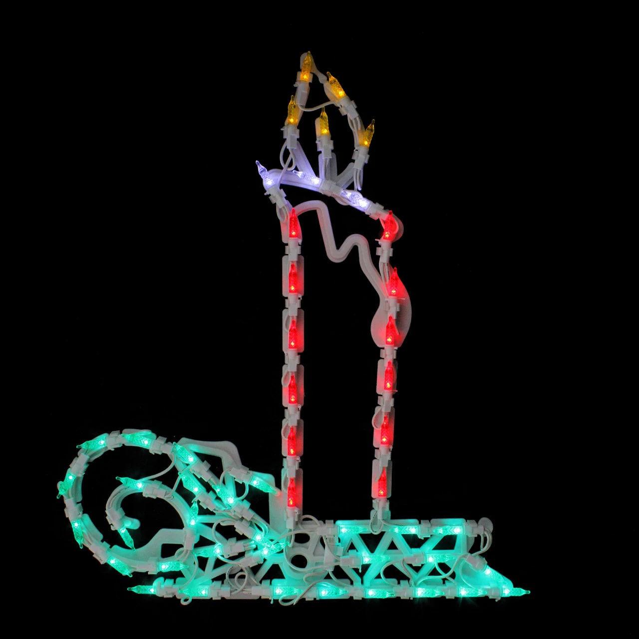 17.5" Red And Green LED Lighted Candle Christmas Window Silhouette Decor