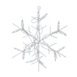 13" White And Clear LED Lighted Snowflake Christmas Window Silhouette Decoration