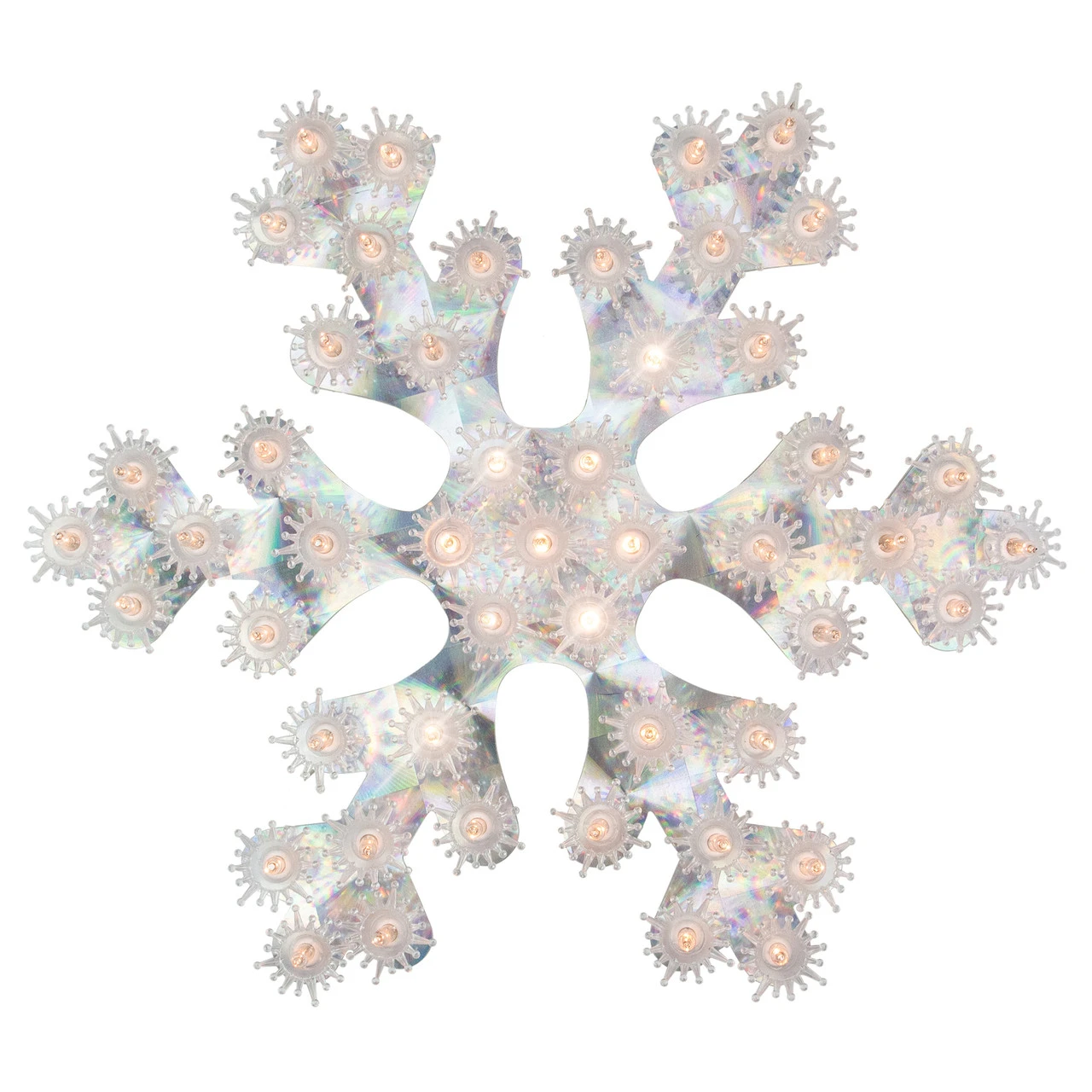 12" Lighted Holographic Snowflake Christmas Window Decoration