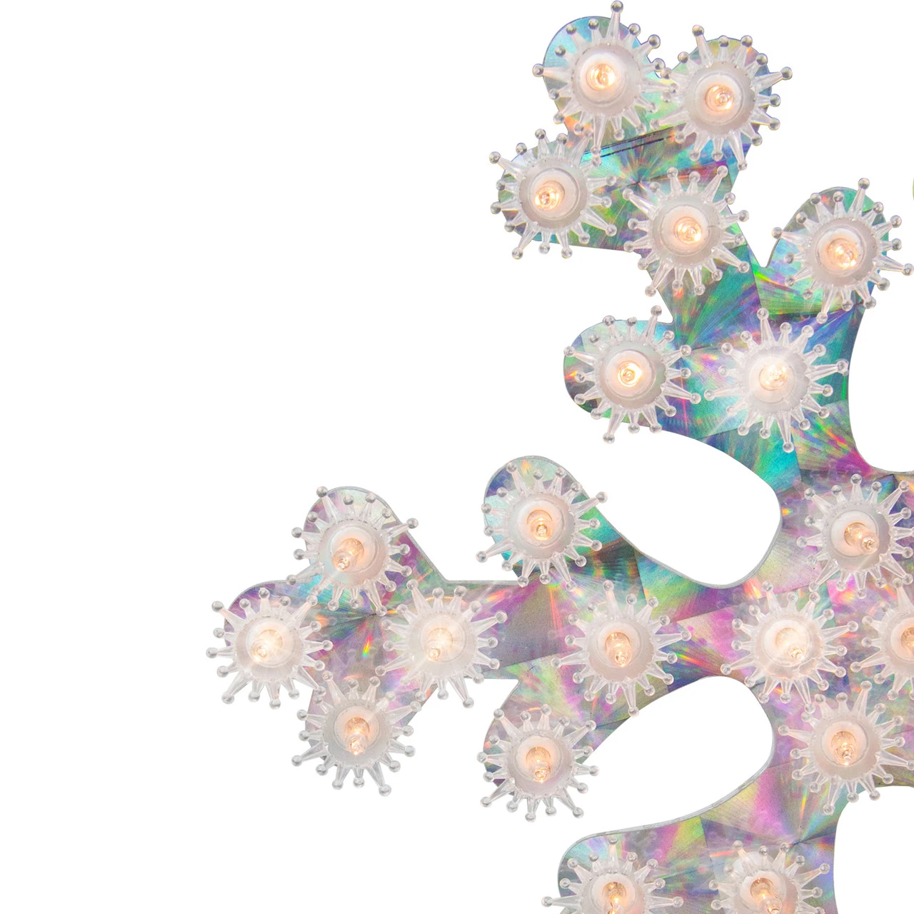 12" Lighted Holographic Snowflake Christmas Window Decoration - Image 3