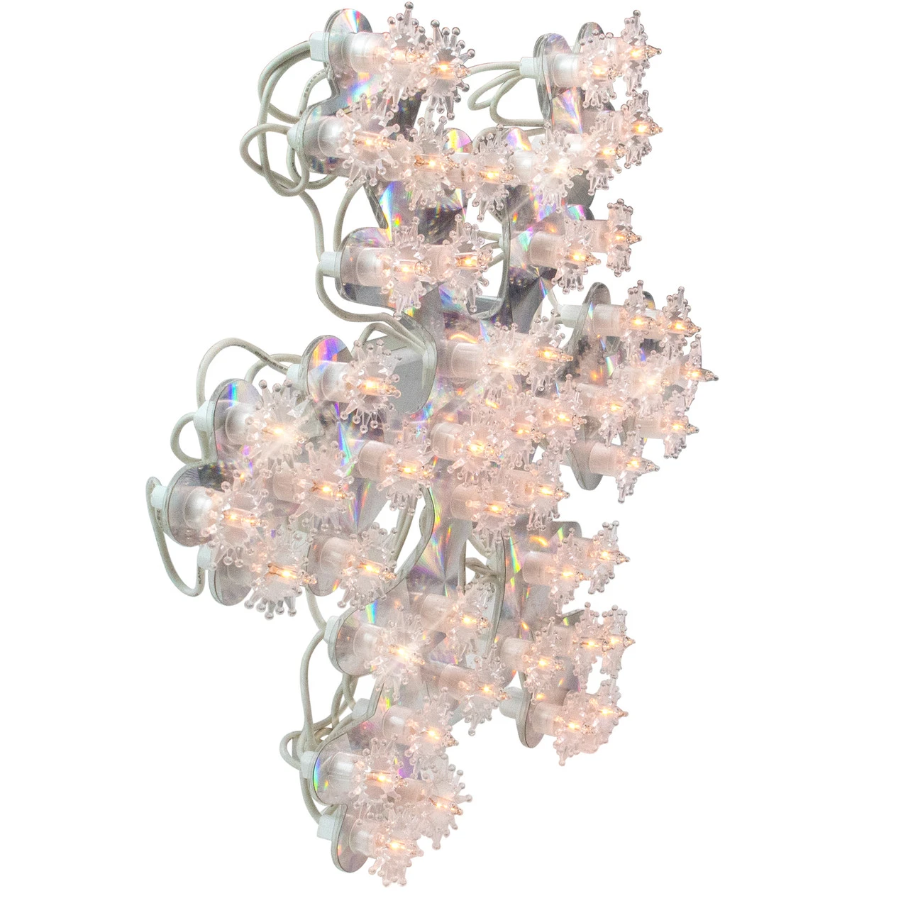 12" Lighted Holographic Snowflake Christmas Window Decoration - Image 4