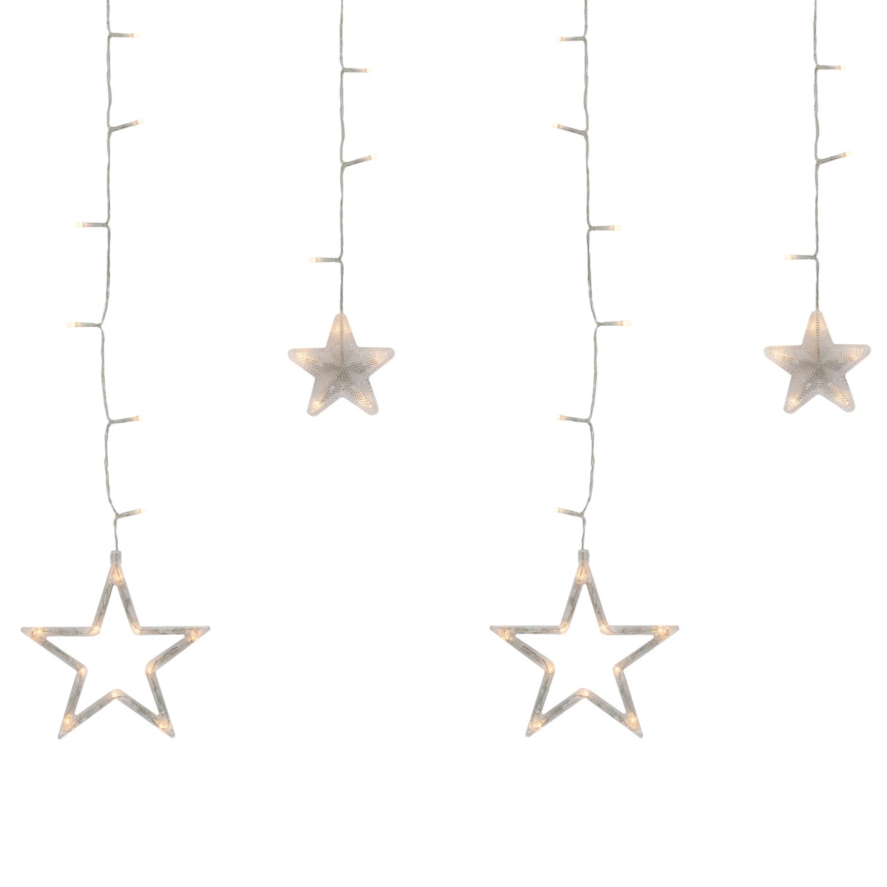 138 Clear LED Star Drop Window Curtain Christmas Lights - 17.75ft Clear Wire - Image 2