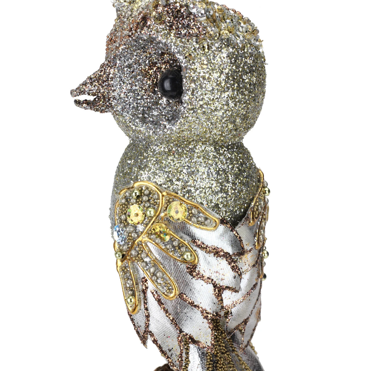 10" In The Birches Gold Glittered And Sequined Owl Clip-On Christmas Ornament - Image 3