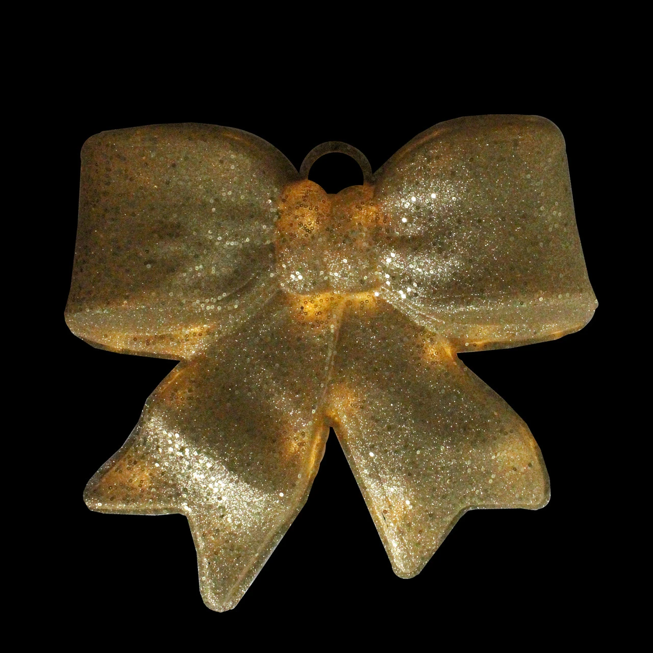 16" Gold Glittered Battery Operated Lighted LED Bow Christmas Decoration - Image 2