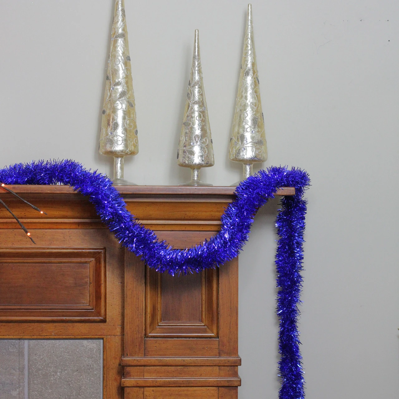 50' Shiny Lavish Blue Christmas And Hanukkah Foil Tinsel Garland - Unlit - Image 3