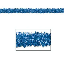 Pack Of 12 Festive Metallic Blue Foil Tinsel 6-Ply Christmas Garlands 15' - Unlit