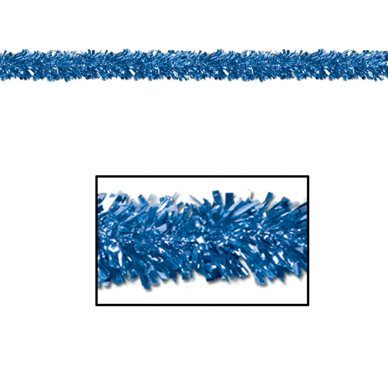 Pack Of 12 Festive Metallic Blue Foil Tinsel 6-Ply Christmas Garlands 15' - Unlit