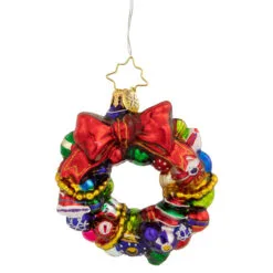 Christopher Radko Joyful Wreath Gem Glass Christmas Ornament 1018354