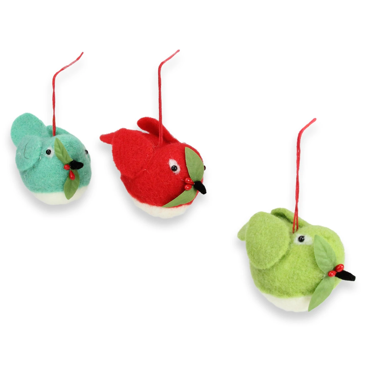 3ct Vibrantly Colored Birds With Holly Berries Christmas Ornaments 5" - Image 3