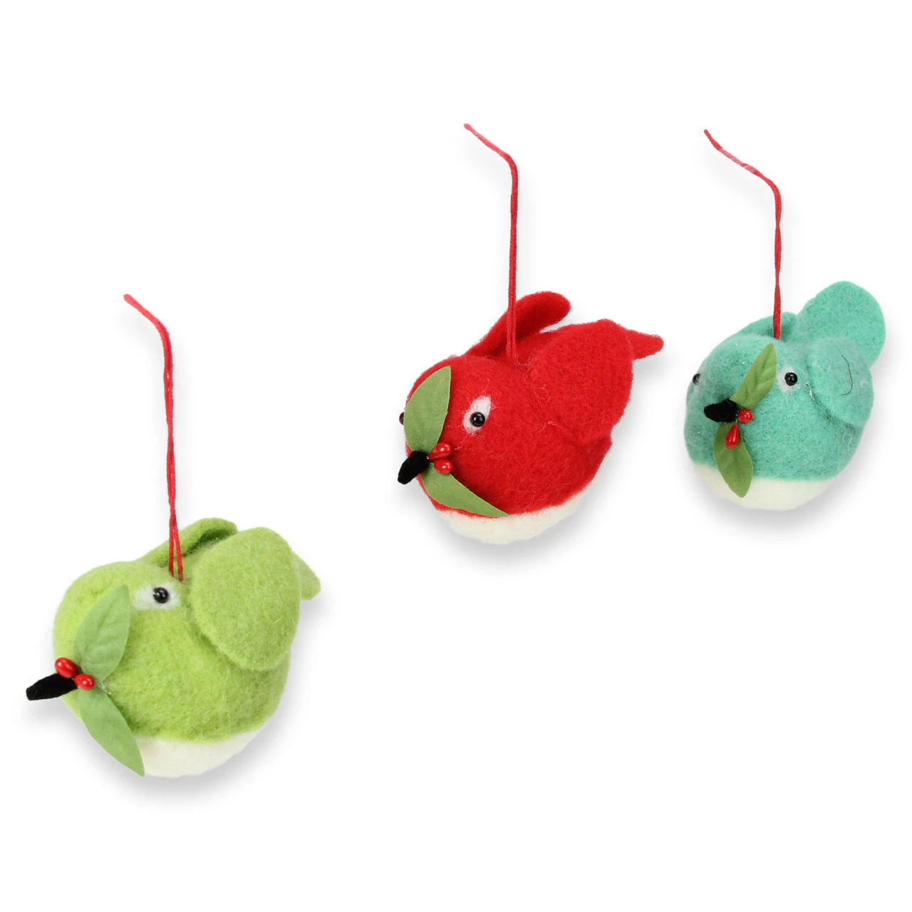 3ct Vibrantly Colored Birds With Holly Berries Christmas Ornaments 5" - Image 2