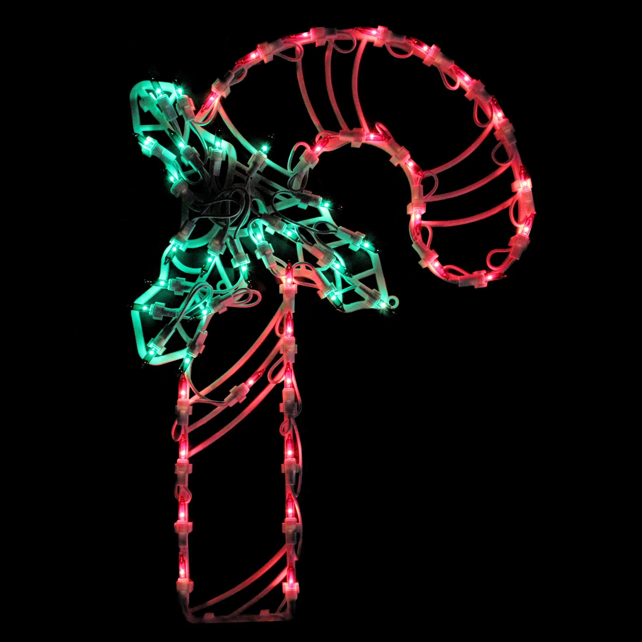 18" Lighted Candy Cane With Holly Christmas Window Silhouette Decoration