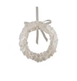 5" Pearl White Winter Artificial Christmas Wreath Ornament