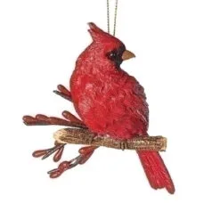 4.5" Red And Brown Cardinal On A Branch Christmas Ornament