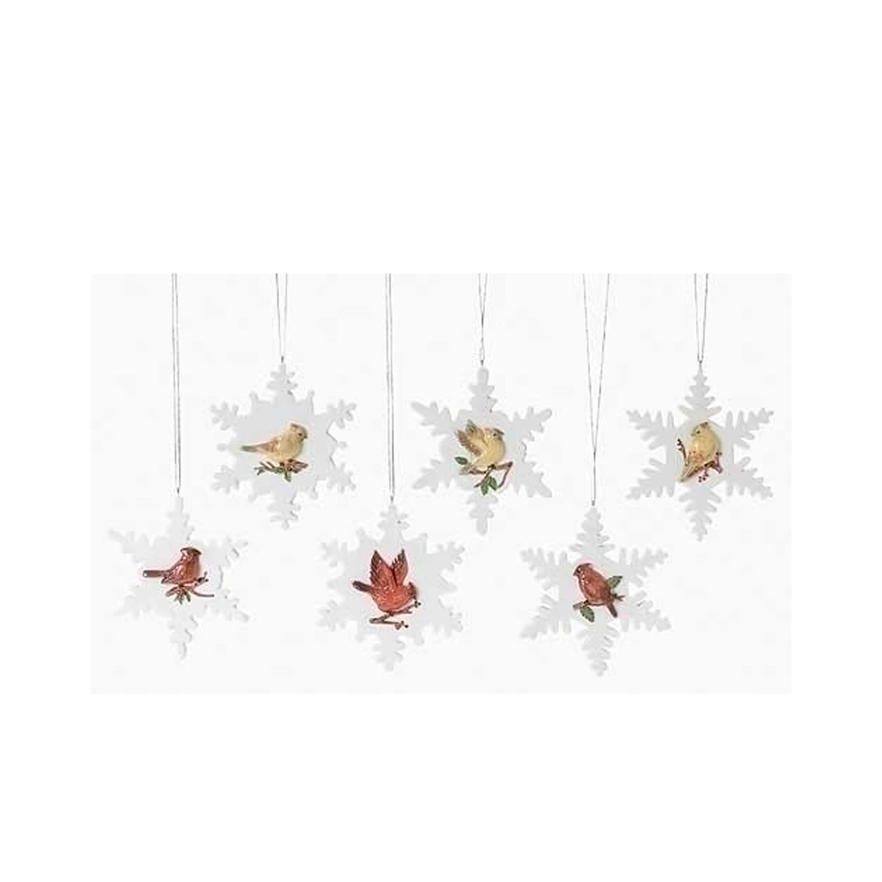 Club Pack Of 12 White And Green Cardinal On Snowflake Christmas Ornaments 4"