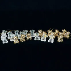Club Pack Of 96 Clear And Gold Assorted Teddy Bear Ornaments 1.5"