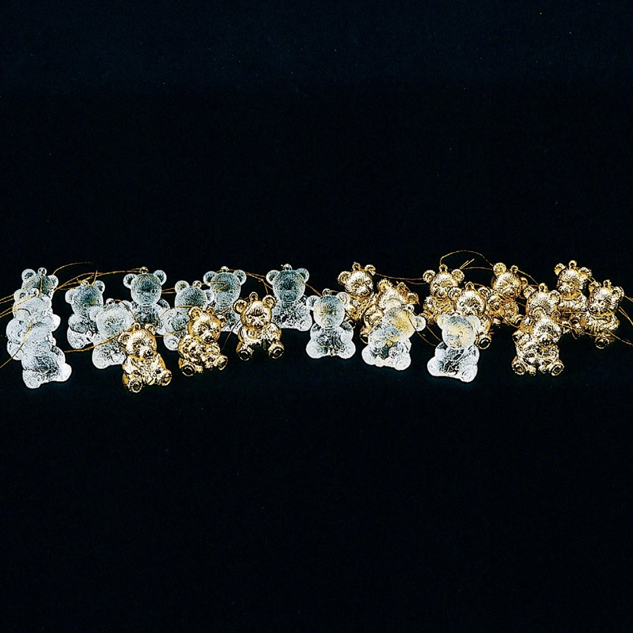 Club Pack Of 96 Clear And Gold Assorted Teddy Bear Ornaments 1.5"
