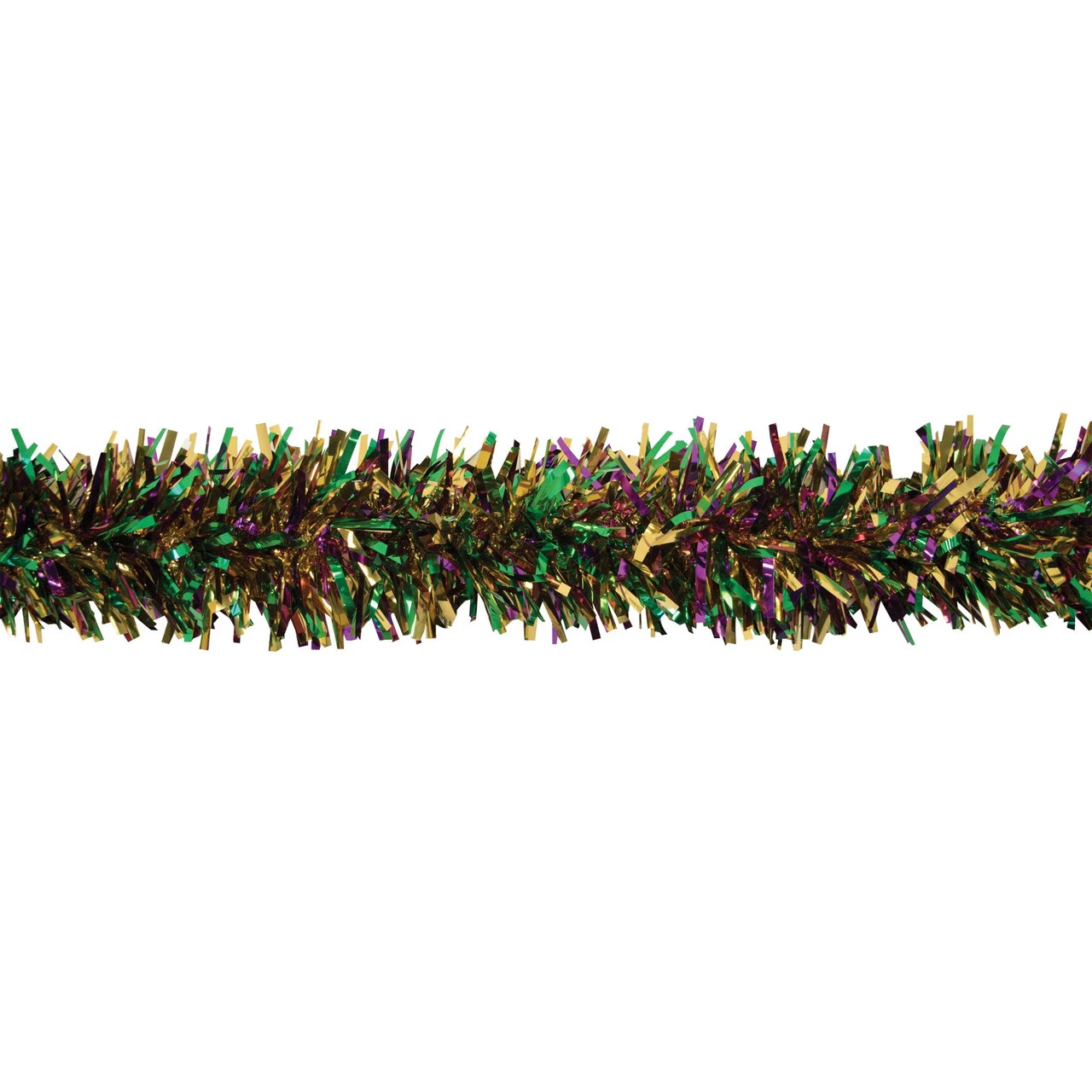 25' X 4" Green, Purple And Gold Mardi Gras Tinsel Garland - Unlit