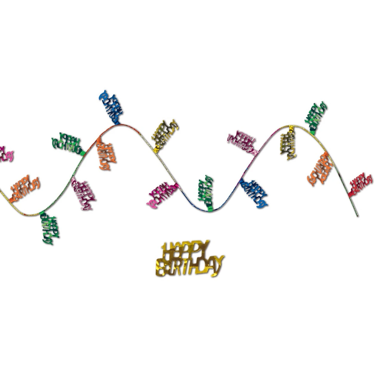 Club Pack Of 12 Fun Colorful Gleam 'N Flex Happy Birthday Garland 300"