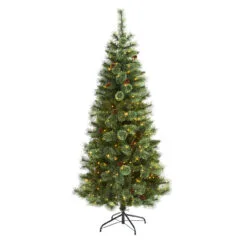 6’ Pre-Lit Mountain Pine Artificial Christmas Tree, Warm Clear LED Lights
