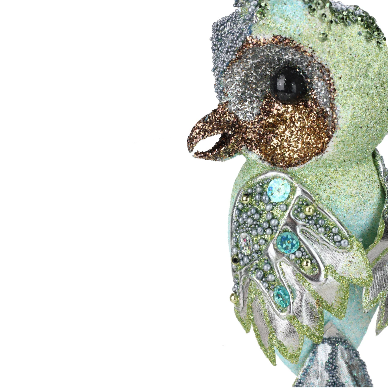 10" Green Glittered And Sequined Owl Clip On Christmas Ornament - Image 3