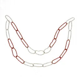 36" Red And Silver Round Loops Christmas Chain Garland - Unlit