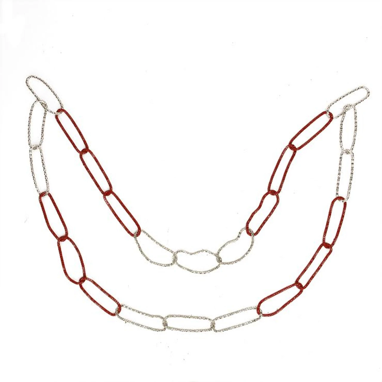 36" Red And Silver Round Loops Christmas Chain Garland - Unlit