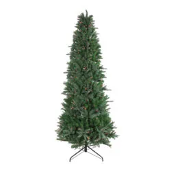 7.5' Pre-Lit Slim Vermont Fir Instant Shape Artificial Christmas Tree - Multi-Color Dura-Lit Lights