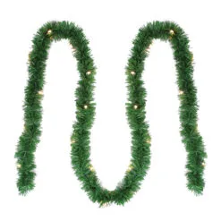 12' X 2.5” Pre-Lit Green Pine Artificial Christmas Garland - Clear Lights