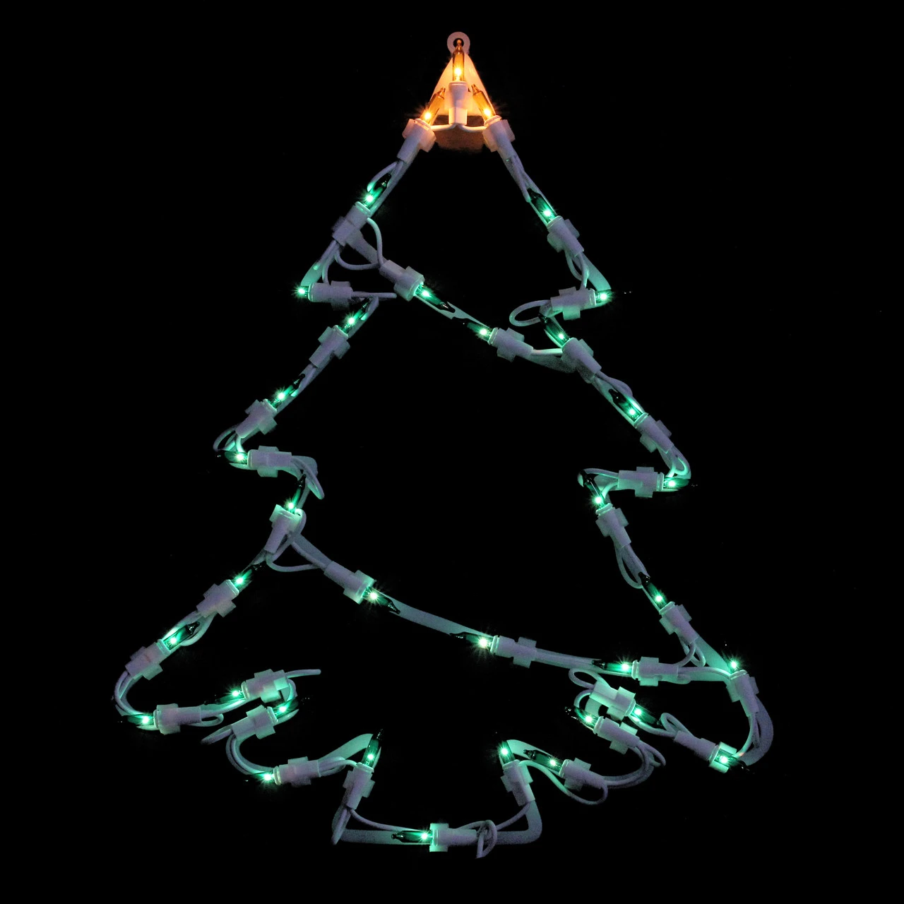 15" Green And Yellow Lighted Christmas Tree Window Silhouette Decoration