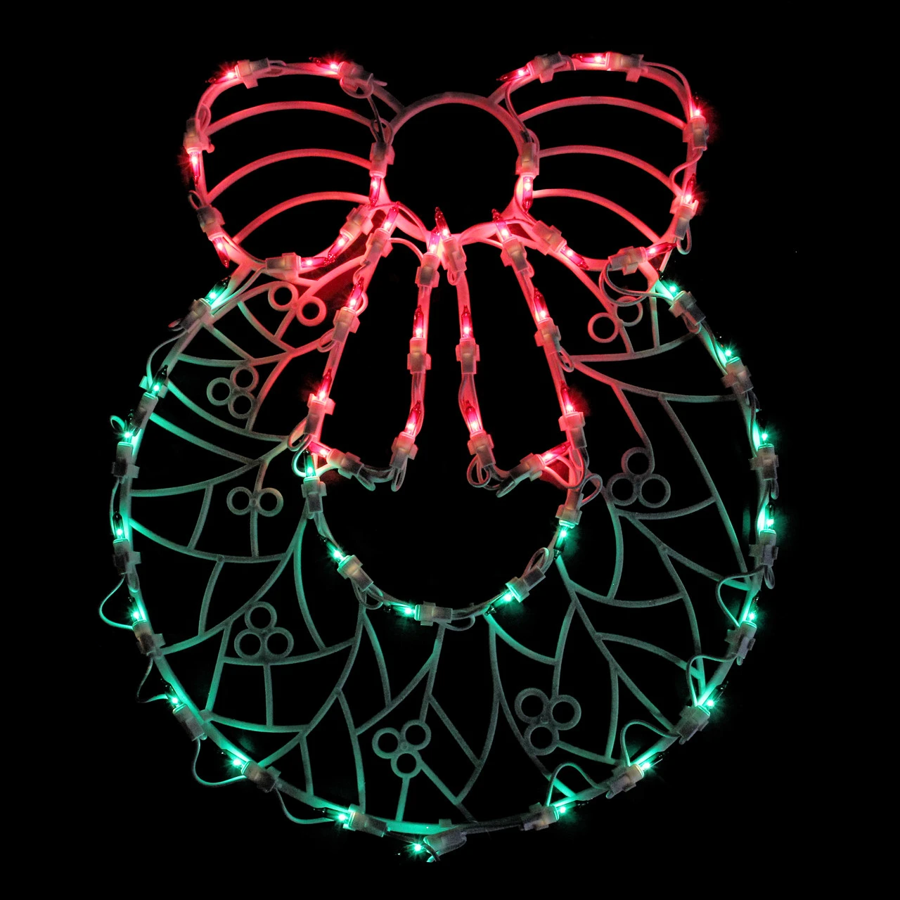 16" Lighted Wreath Christmas Window Silhouette Decoration