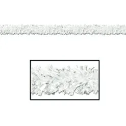 Pack Of 12 Shiny Metallic White Tinsel 6-Ply Christmas Garlands 15' - Unlit