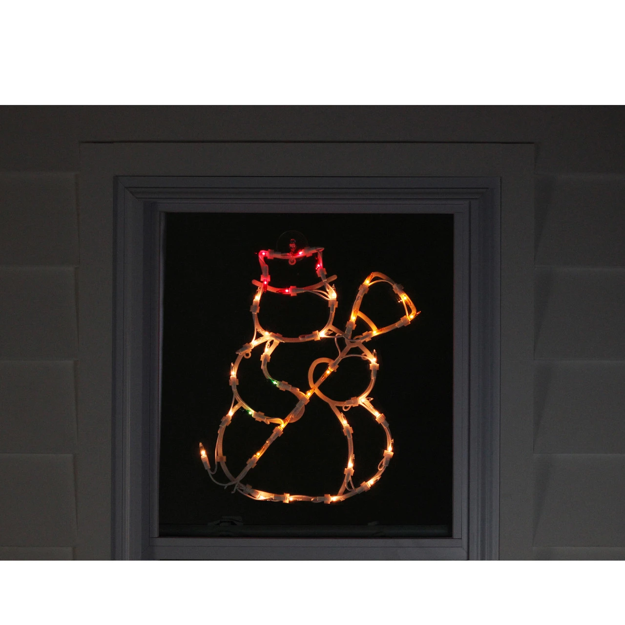 15" Red And Yellow Lighted Snowman Christmas Window Silhouette Decoration - Image 3