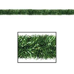 100' Festive Shiny Green Gleam 'N Tinsel Holiday Garland - Unlit