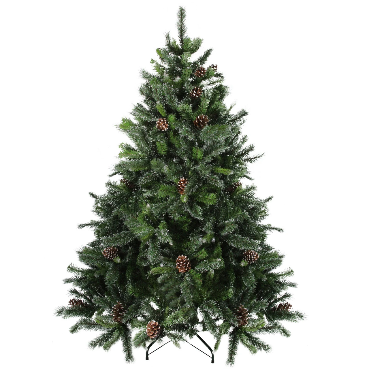 7' Full Snowy Delta Pine With Cones Artificial Christmas Tree, Unlit