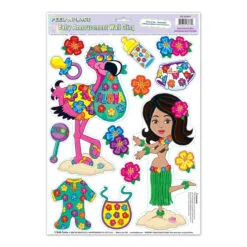Club Pack Of 168 Vibrantly Colored Tropical Luau Hula Baby Peel 'N Place Cutout Decorations 17"