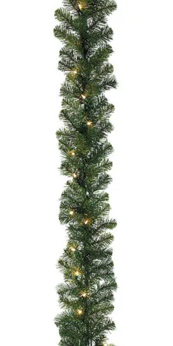 9' X 10" Pre-lit Windsor Green Pine Artificial Christmas Garland - Clear Lights