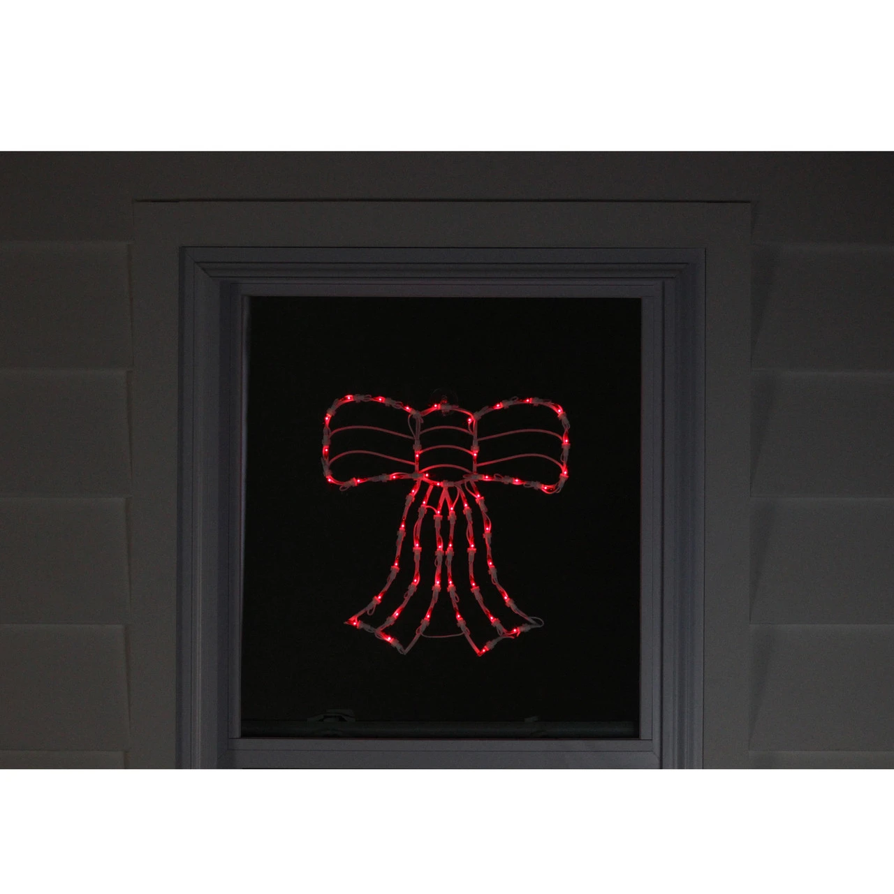 14" Lighted Red Bow Christmas Window Silhouette Decoration - Image 3